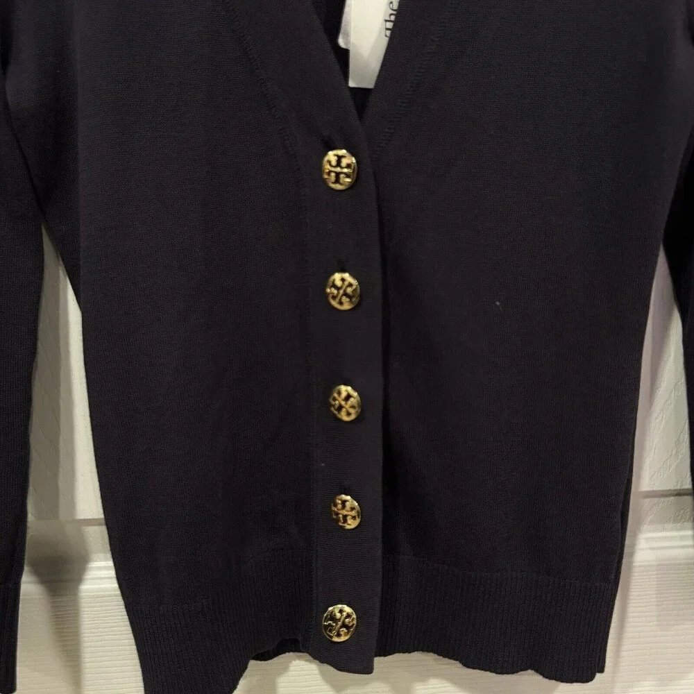 Women’s Tory‎ Burch Blue Cardigan Size Xxs 2XS Signature Buttons Logo